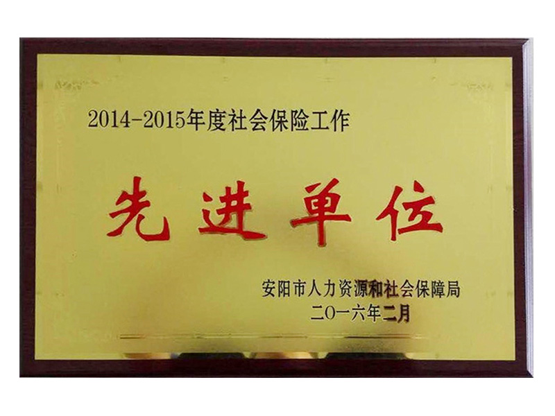 2015年社会包管事情先 进单位